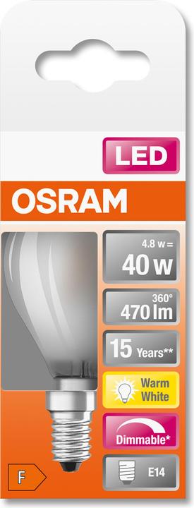 Produktbild Osram Led Retrofit Classic P (E14, 4.80 W, 470 lm, 1 x, F)