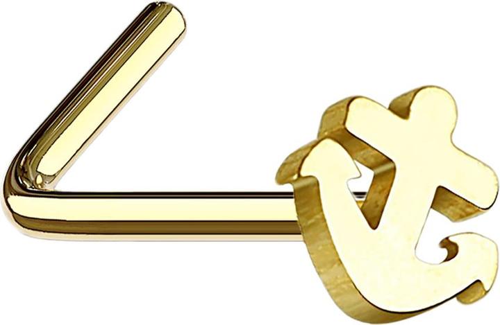 Immagine prodotto Star Piercing Nasenstecker gewinkelt vergoldet mit Anker (Acciaio chirurgico 316L, senza ottone)