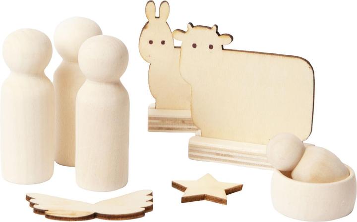 Actual product image Natura Punto Christmas crib made of natural wood, 6 figures