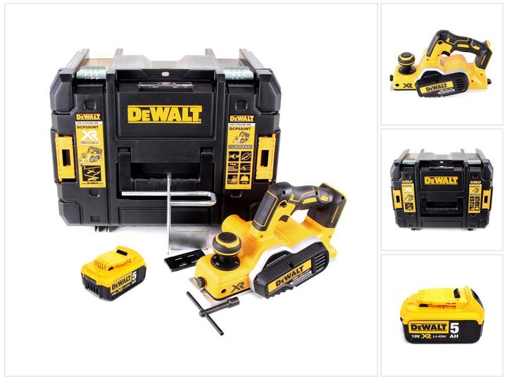 DeWalt DCP 580 NT Battery Planer 18V 82mm + 1x Battery 5,0Ah + TSTAK - without charger