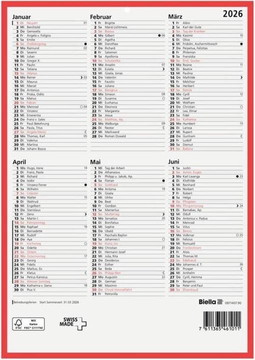Biella Blackboard calendar (21 x 29.7 cm, No binding, German)