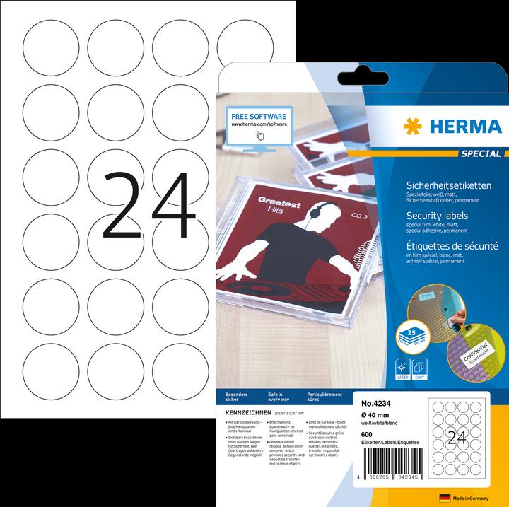 Produktbild HERMA Sicherheitsetiketten A4