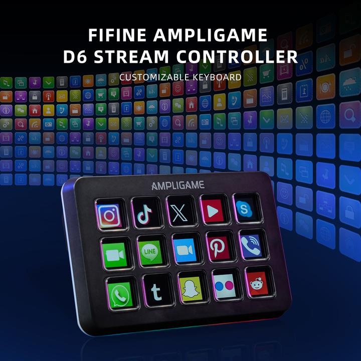 Produktbild Fifine D6 LCD keyboard Programmable Desktop Controller with LCD Display Keys