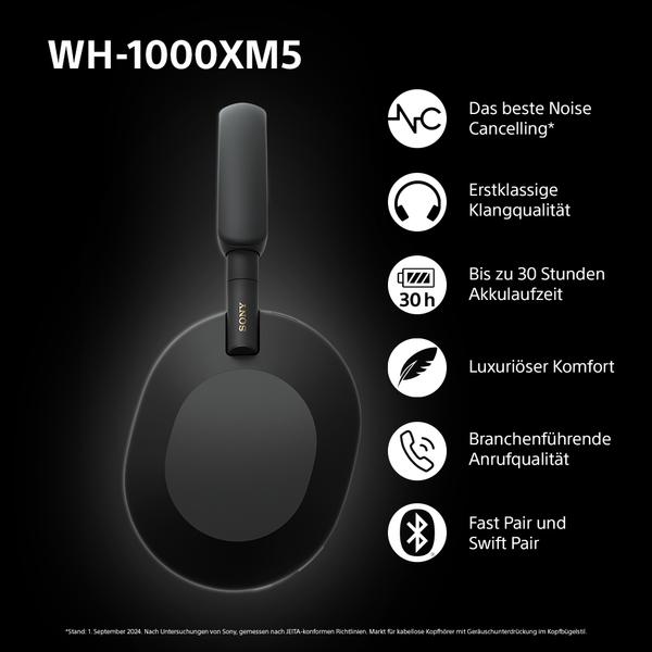 Immagine prodotto Sony WH-1000XM5 (ANC, 30 h, Senza fili, Cablato)