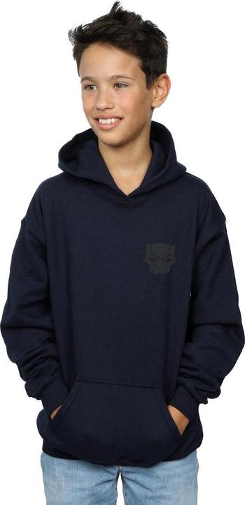 Immagine prodotto Felpa con cappuccio con stampa sul petto dei ragazzi Black Panther Nero su Nero (128)
