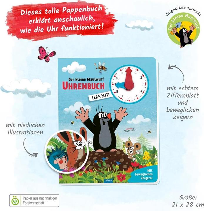 Actual product image Der kleine Maulwurf Uhrenbuch (German, Trötsch Verlag GmbH & Co KG, 2024)