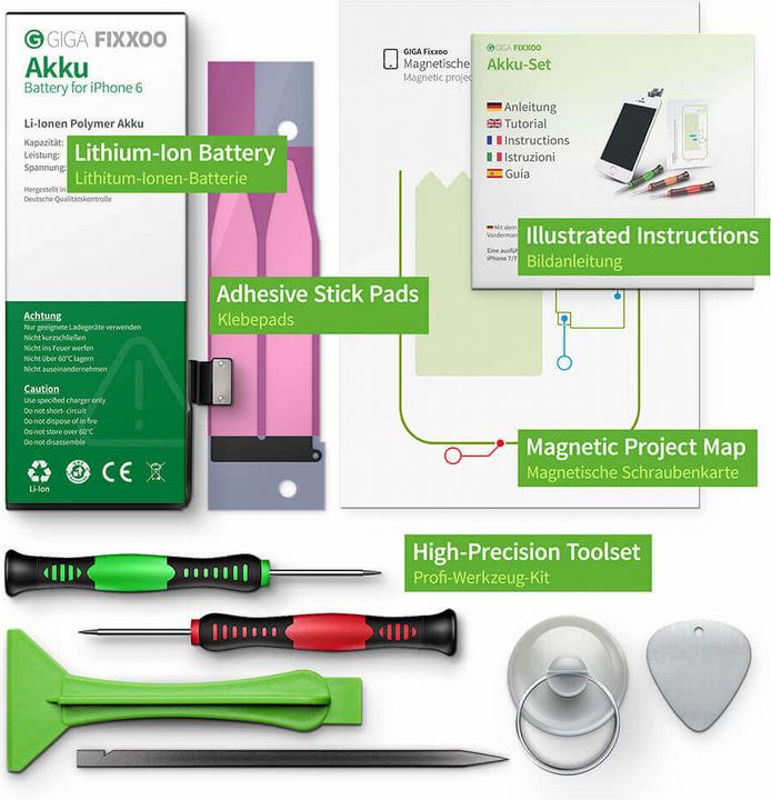 Produktbild Giga Fixxoo iPhone 6 Akku Komplettset (Akku, iPhone 6)