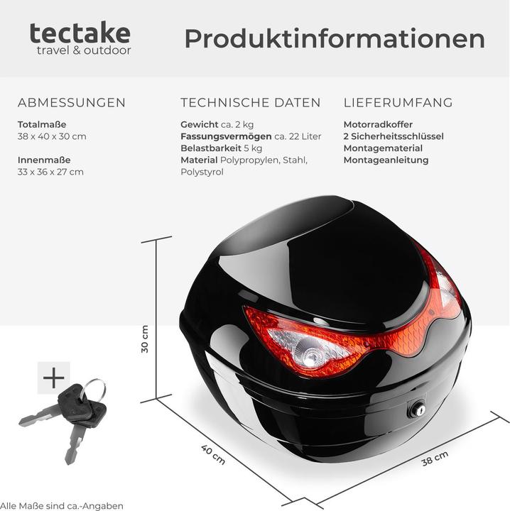 Immagine prodotto tectake Caso di moto (22 l)