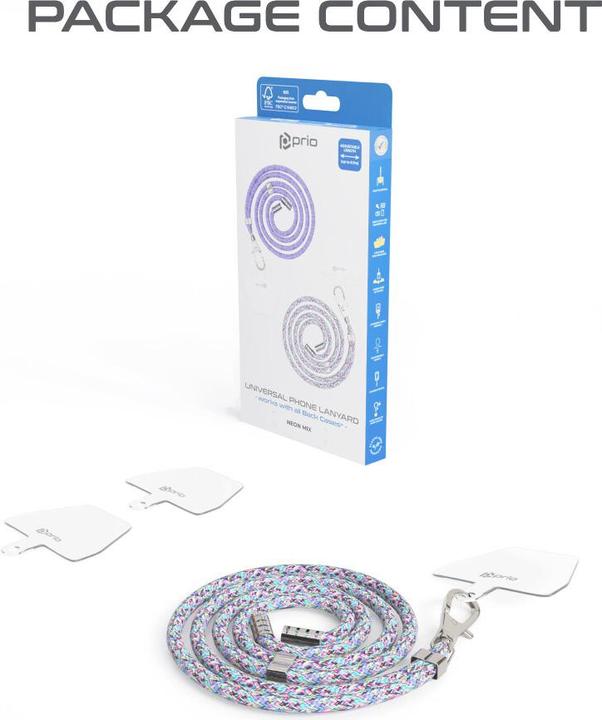 Actual product image prio Universal mobile phone lanyard 0.7m neon mix