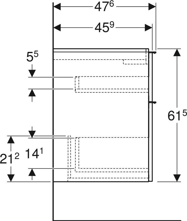 Actual product image Geberit iCon vanity unit for washbasin, 2 drawers, 88.8x61.5x47.6 cm, 502305 (89 x 47.5 x 61.5 cm)