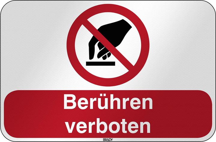 Produktbild Brady P/P010/DE215/RFL-590X390-1, ISO Sicherheitsschild - Berühren verboten, Laminierter Polyester