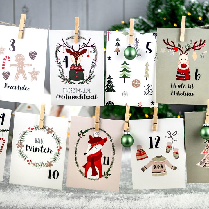 Immagine prodotto Papierdrachen Set di calendari dell'Avvento - 24 carte da riempire