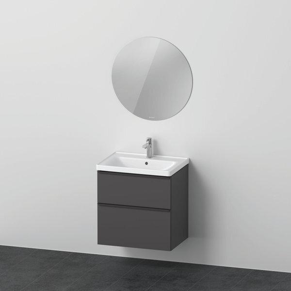 Duravit Ensemble de meubles D-Neo, lavabo de meuble avec meuble-lavabo mural et miroir LED (rond), 650x2000m
