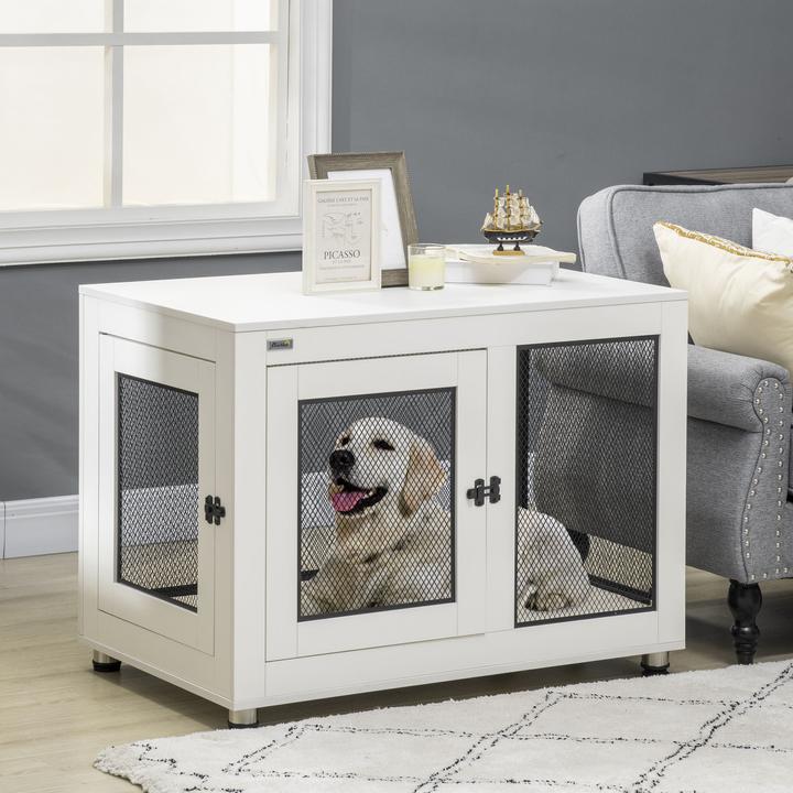 Produktbild PawHut Hundekäfig mit Tischplatte und 2 Türen (Hundehütte)