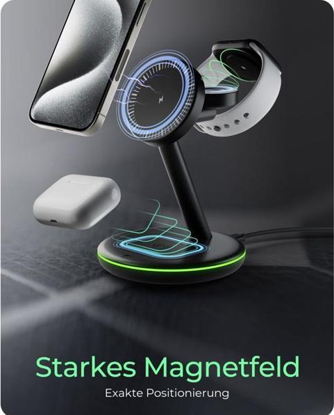 Actual product image Icy Box Inductive/magnetic charging station f. Smartphone/watch/near headphones (15 W)