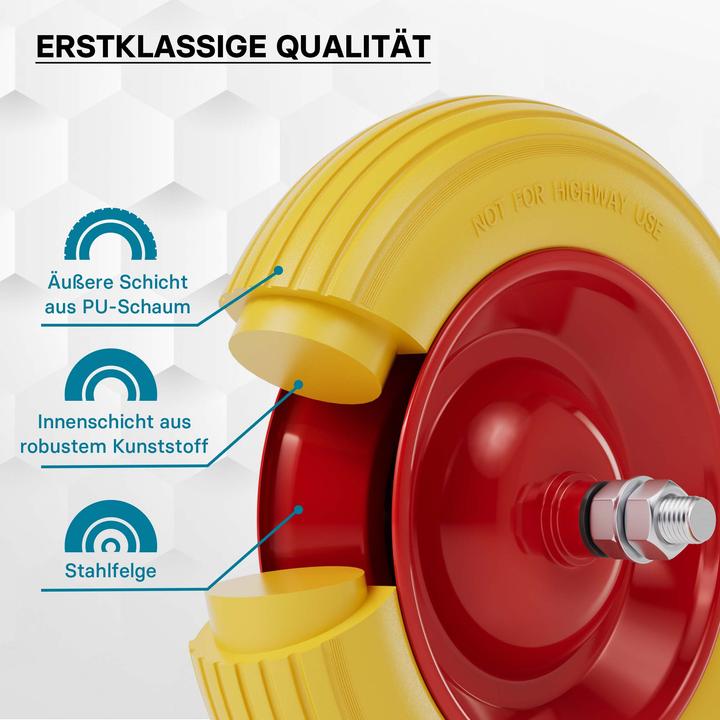 Produktbild Wiltec Schubkarren PU Rad 3.50-8 Vollgummi Polyurethan Reifen pannensicher