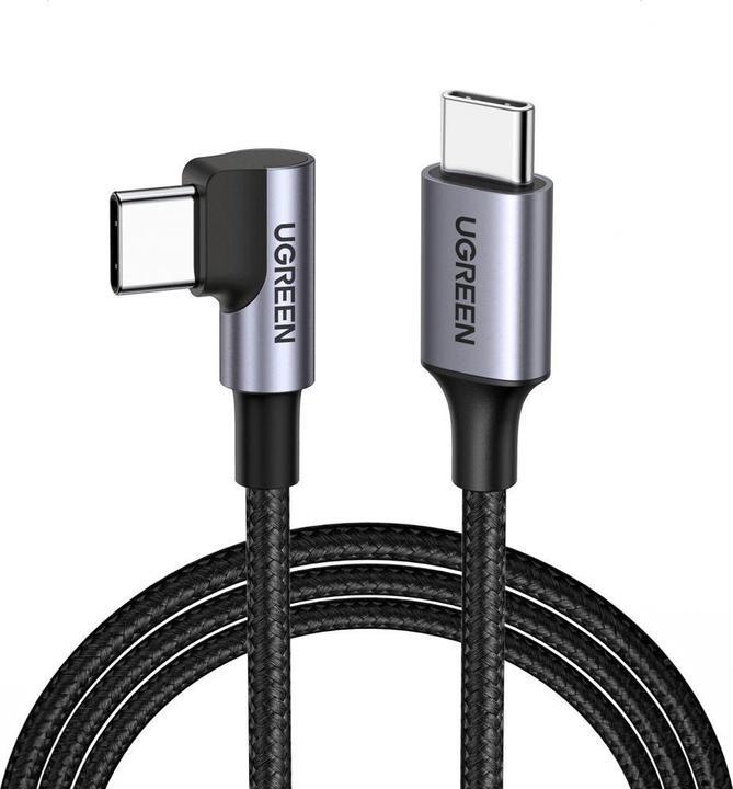 Actual product image Ugreen US255 USB-C to USB-C Elbow cable, 3A, 60W, 0.5m (Black) (0.50 m, USB 2.0)