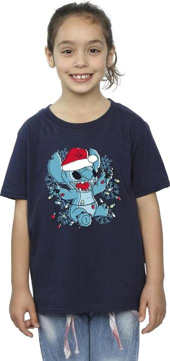 Immagine prodotto Disney Lilo And Stitch Christmas Lights Sketch Maglietta Ragazze (152, 158)