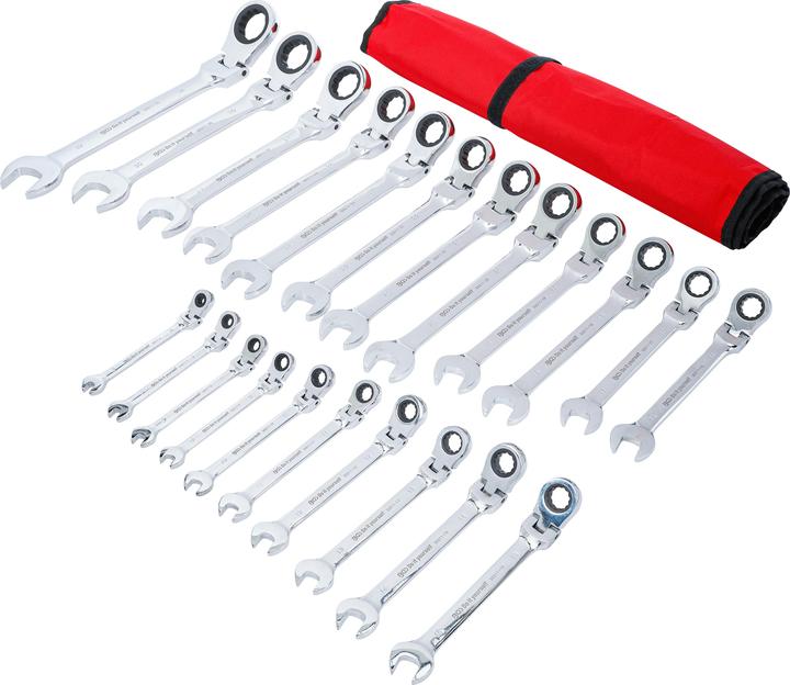 Immagine prodotto BGS Set di chiavi combinate a cricchetto | teste flessibili | 6 - 32 mm | 22 pezzi. (24 mm, 10 mm, 27 mm, 19 mm, 11 mm, 7 mm, 28 mm, 29 mm, 30 mm, 12 mm, 8 mm, 26 mm, 9 mm, 32 mm, 18 mm, 22 mm, 14 mm, 16 mm, 20 mm, 21 mm, 25 mm, 23 mm, 13 mm, 17 mm, 31 mm, 15 mm, 6 mm)