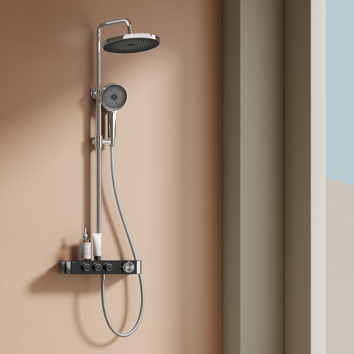 Image du produit Emke Système de douche avec thermostat chromé Kit de douche complet Douche à effet pluie avec