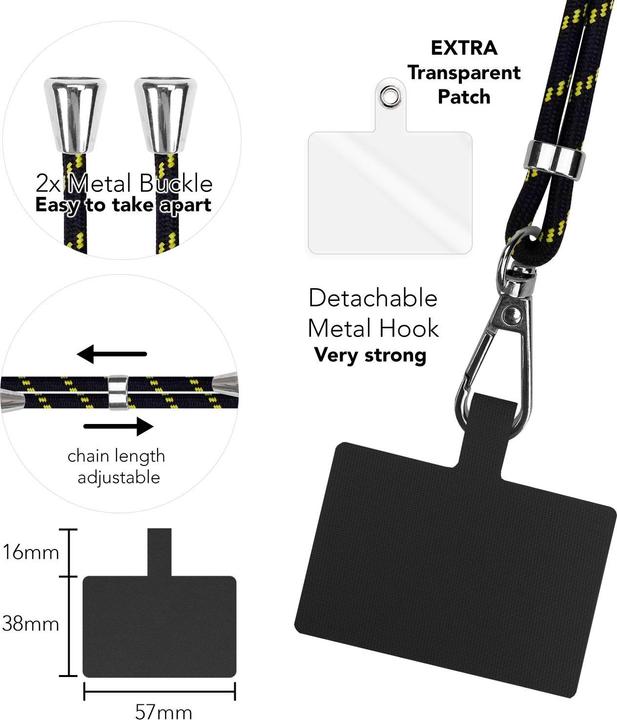 Image du produit Nalia Chaîne universelle pour téléphone portable à porter autour du cou avec pad