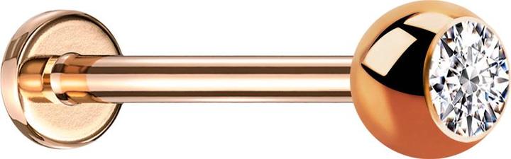 Actual product image Star Piercing Micro Threadless Labret rose gold with ball crystal silver (Surgical steel 316L, without brass)