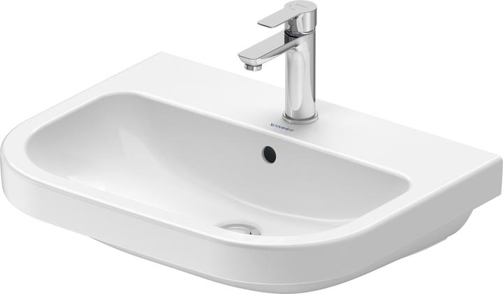 Duravit D-Code Waschtisch, mit Hahnloch, mit Überlauf, 600x460x165mm, Weiss Hochglanz (460 mm, 600 mm)