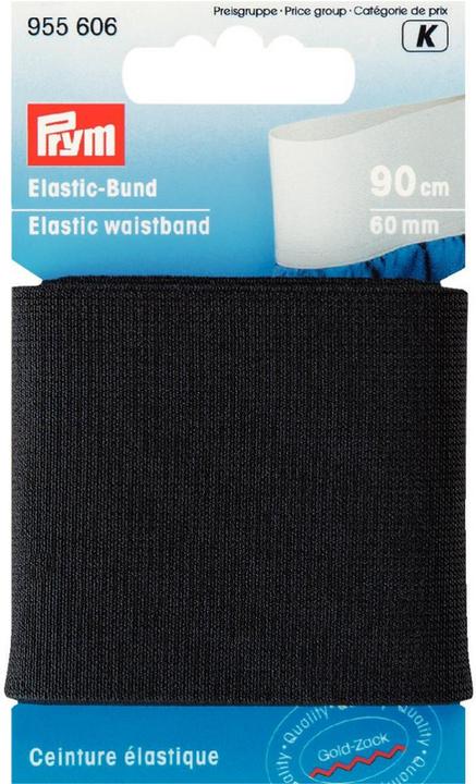 Produktbild Prym Elastic-Bund, schwarz 60 mm, Karte 0.9 m