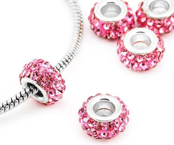 Produktbild Hermex Strass Bead versilbert 925 - Silbrig Rosa (Silber 925)