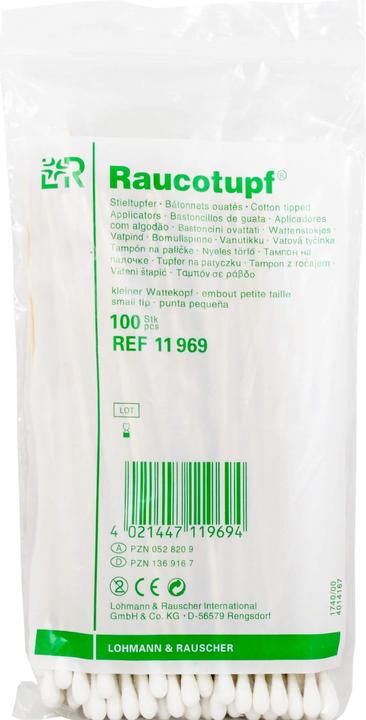 Produktbild L&R Raucotupf Stieltupfer kleiner Wattekopf, 100 St. Tupfer