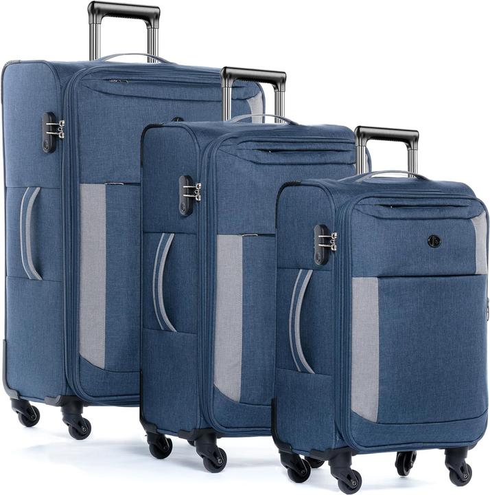 Actual product image Fergé Light Blue and Grey Set of 3 (110 l, Hand luggage (up to 50 litres), L (90 - 115l), XL (from 140l))
