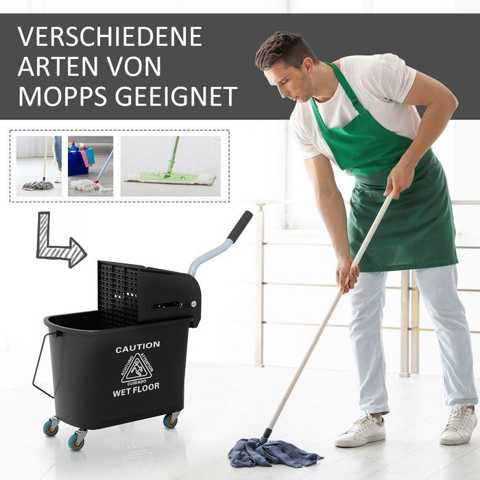 Image du produit Swisshandel24 Putzwagen Fahreimer Putzeimer 20 Liter Wischwagen mit Presse 2 Kammern Schwarz (1 pcs)