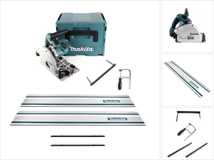 Actual product image Makita DSP 600 ZJ Battery Plunge Saw 36V (2x 18V) Brushless + 2x Guide Rail + Screw Clamps +