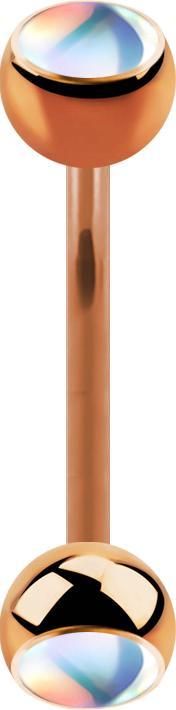 Produktbild Star Piercing Micro Banane rosegold mit zwei Kugeln irisierend weiss (ohne Messing, Chirurgenstahl 316L)