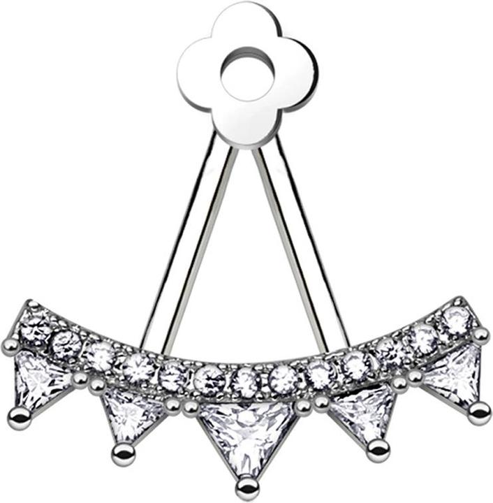Produktbild Star Piercing Ohrring Ear Jacket silber mit fünf Kristalldreiecken