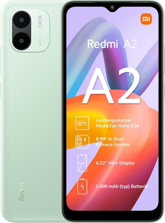 Xiaomi Redmi A2 (32 GB, Hellgrün, 6.52", Dual SIM, 8 Mpx, 4G)