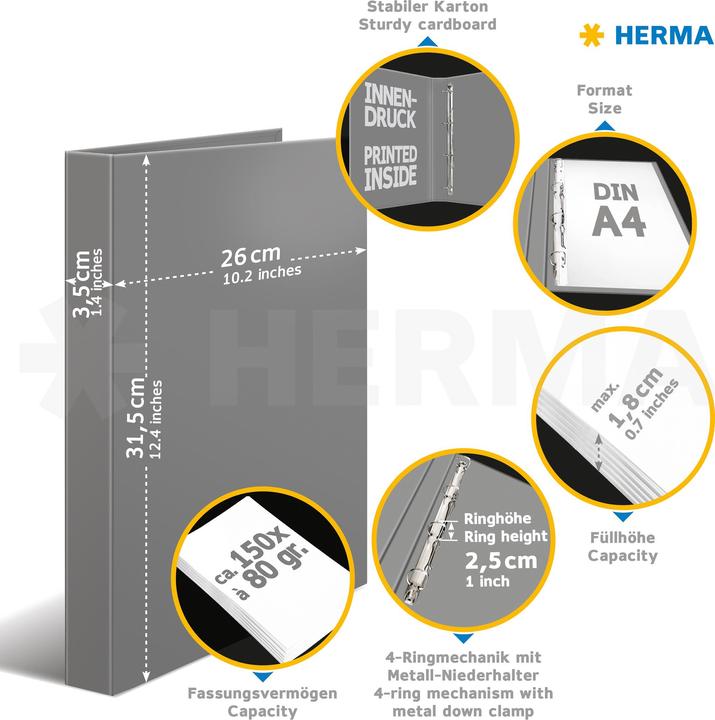 Image du produit Herma Classeur à anneaux A4 Motif (A4, 35 mm, 1 pièce(s))