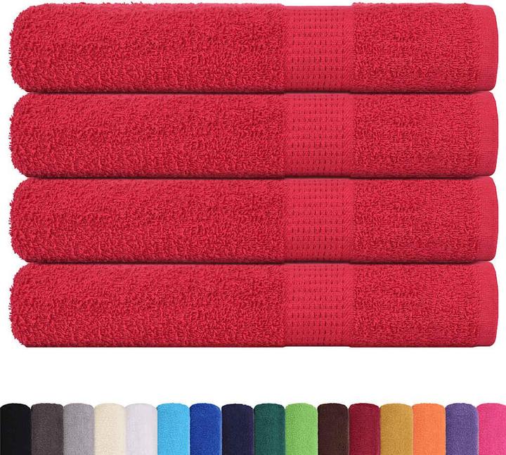Produktbild VidaXL Handtücher 4 Stk. Rot 100x200 cm 360 g/m² 100% Baumwolle Strandtuch (100 x 200 cm)