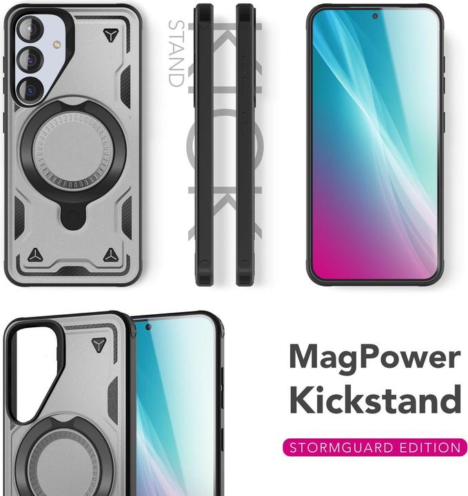 Produktbild Nalia Stormguard - Stossfeste Armor Ring Hülle für MagSafe - Military Kickstand Hardcase (Samsung Galaxy S25)
