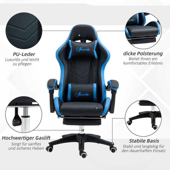 Actual product image Outsunny Gaming chair Office chair with lumbar cushion, headrest, with footrest