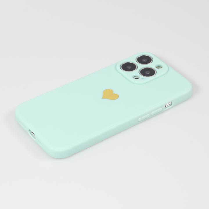 Produktbild PhoneLook Hülle Silikon Mat Herz gold Türkis (Apple iPhone 16 Pro Max)