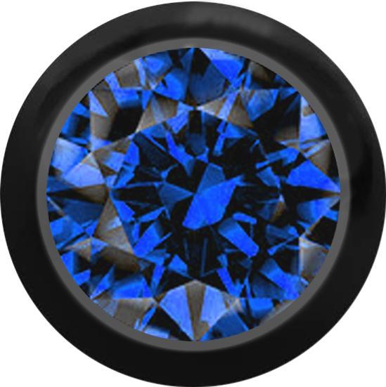 Produktbild Star Piercing Kugel schwarz mit Kristall dunkelblau (ohne Messing, Chirurgenstahl 316L)