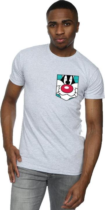 Immagine prodotto Looney Tunes Sylvester Face Faux Pocket Maglietta Uomo (XL)