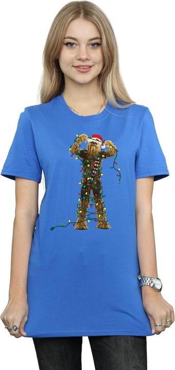Actual product image Star Wars Womens/Ladies Chewbacca Christmas Lights Cotton Boyfriend T-Shirt (L)