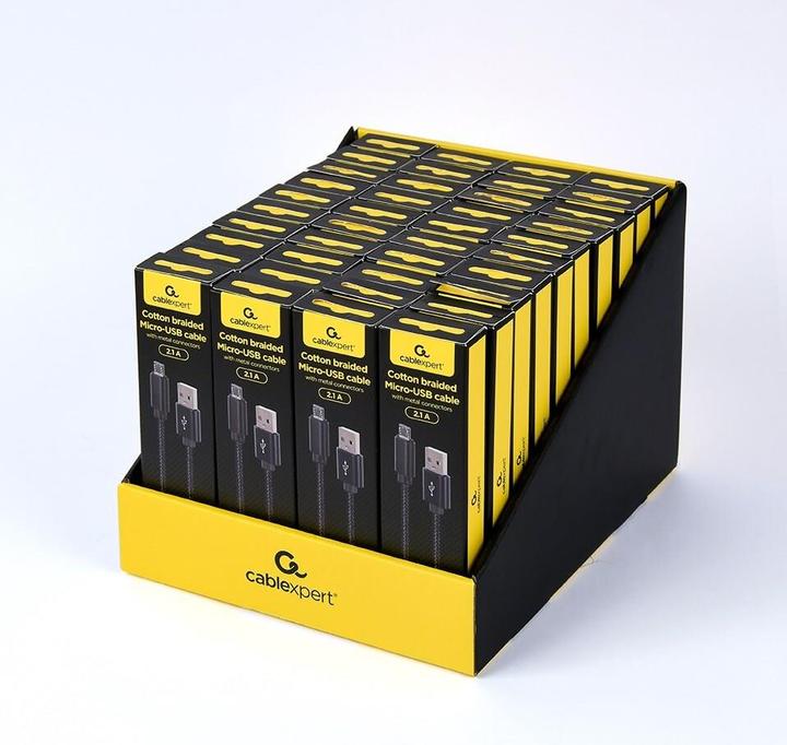 Produktbild Gembird Cotton braided Micro-USB cable with metal connectors, 1.8 m, black (1.80 m, USB 2.0)