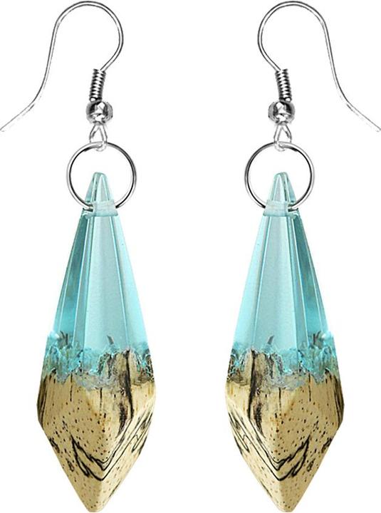 Produktbild Star Piercing Ohrring Diamant Epoxy aqua aus Tamarind Holz