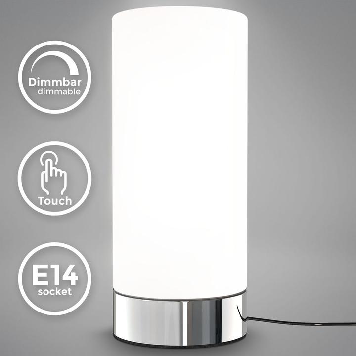 B.K.Licht Lampe de table, chrome-blanc, 1xE14/40W max. excl. (E14)