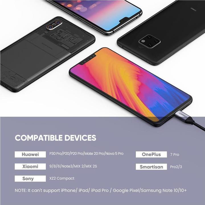 Image du produit Ugreen Adaptateur USB-C vers audio 3.5mm + USB-C femelle (USB Type C, Prise de 3,5 mm, USB Type C)