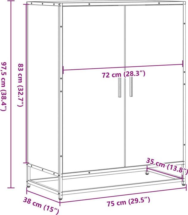 Image du produit VidaXL Armoire à chaussures Étagère à chaussures Rangement pour chaussures Gris Sonoma