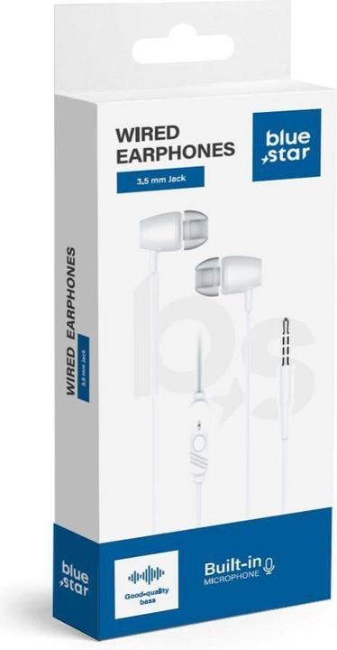 Produktbild BlueStar Wired headphones Blue Star BLUE STAR wire earphones Jack 3,5 mm with microphone PA-E67 1,2 m white (Kabelgebunden)